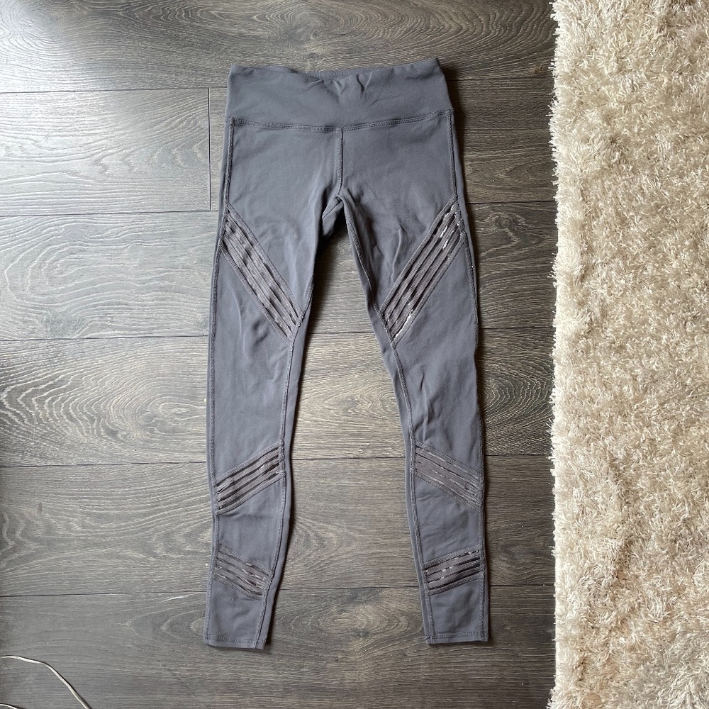 Alo Yoga Grey Stripe Cutout Leggings